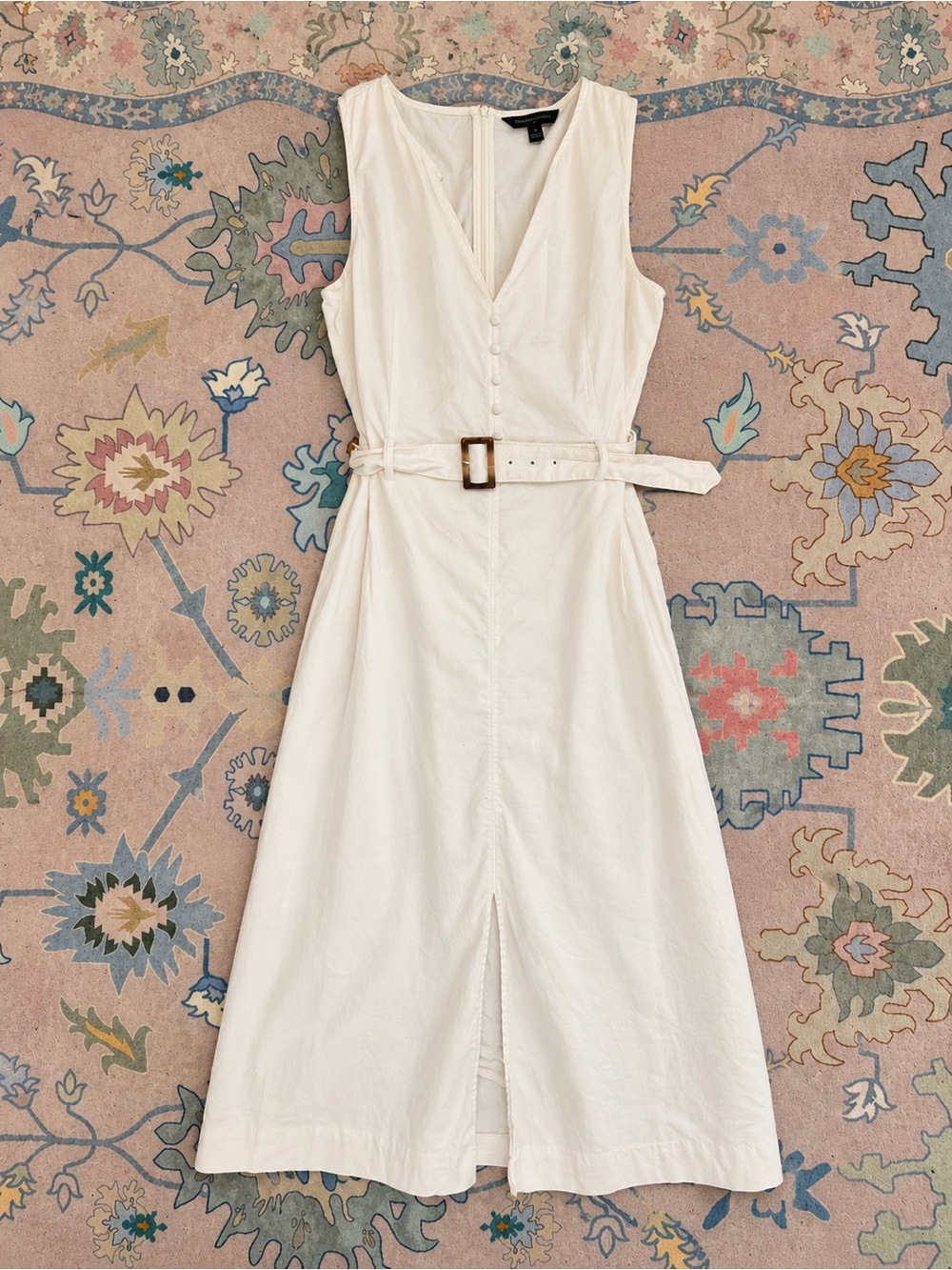 Banana Republic White Belted Midi Dress Size 4